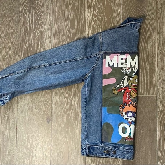 Members Only Blue Denim Jacket with Cartoon Print - Picture 4 of 6